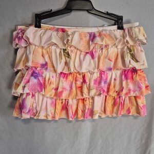 Urban Outfitters Floral Ruffle Mini Skort Womens‎ L Layered Pink